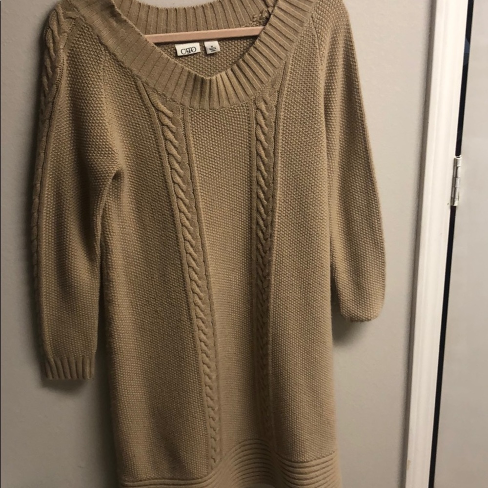 Tan midi sweater dress